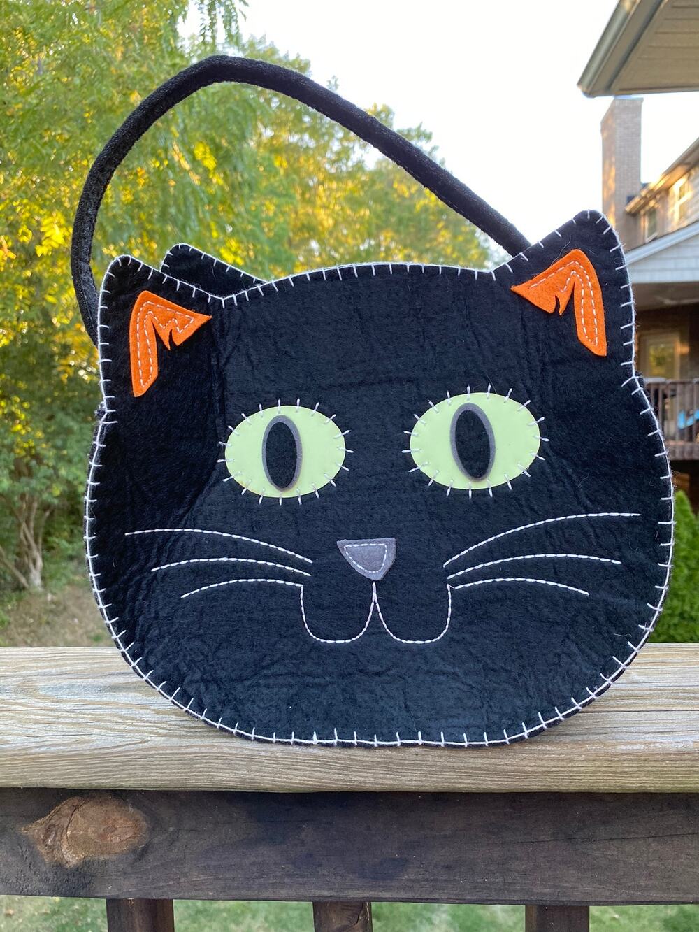Pottery Barn Kids Black Cat Felt Halloween Bag